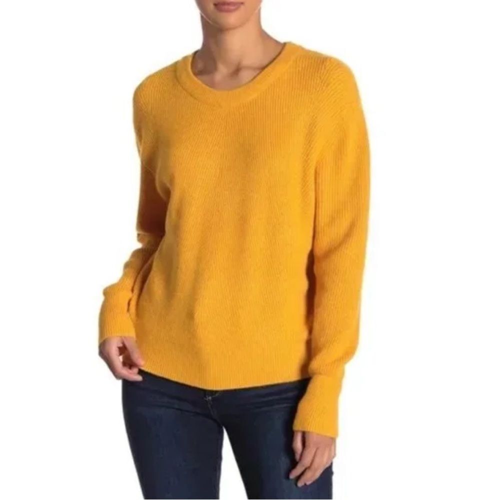 Elodie Women Long sleeves  Knit Pullover Sweater Mustard Yellow